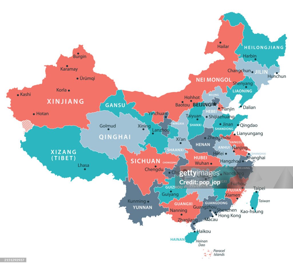 China Map Vector Colored Map Of China High-Res Vector Graphic - Getty ...