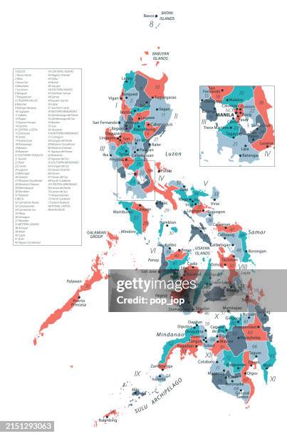 philippines map. vector colored map of philippines - phillipines stock illustrations