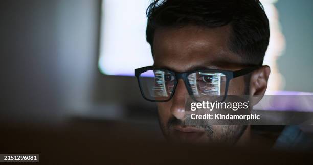 hispanic latin american man, software engineer developer use computer at home office, work on program coding at night. programming language development technology, freelance work from home concept - security intelligence stock pictures, royalty-free photos & images