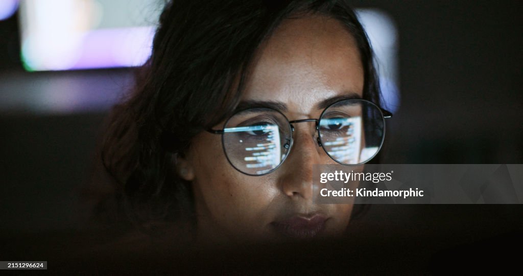 Computer Code In Latin Hispanic Latin American Woman Software Engineer Developer Use Computer ...