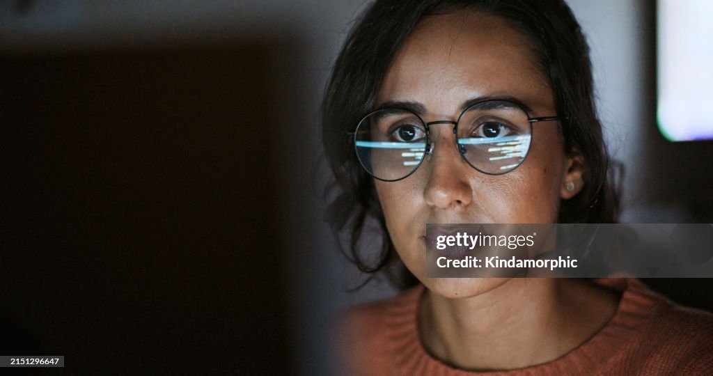 Latin Coder Hispanic Latin American Woman Software Engineer Developer Use Computer ...