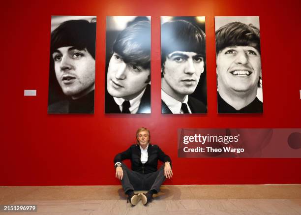 In this image released on May 3, Sir Paul McCartney visits Paul McCartney Photographs 1963-64: Eyes of the Storm at Brooklyn Museum on April 29, 2024...