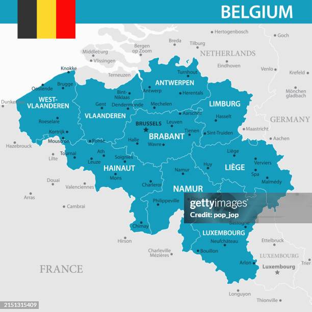 map of belgium - vector illustration - hainaut stock illustrations
