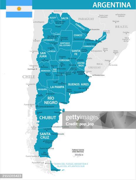 ilustrações de stock, clip art, desenhos animados e ícones de map of argentina - vector illustration - argentina