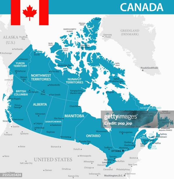 ilustraciones, imágenes clip art, dibujos animados e iconos de stock de mapa de canadá - ilustración vectorial - toronto
