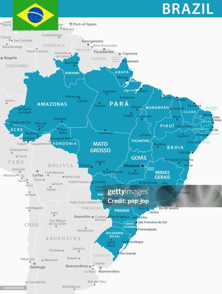 Map of Brazil - Infographic Vector illustration