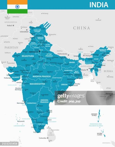 ilustraciones, imágenes clip art, dibujos animados e iconos de stock de mapa de la india - ilustración vectorial - bombay map