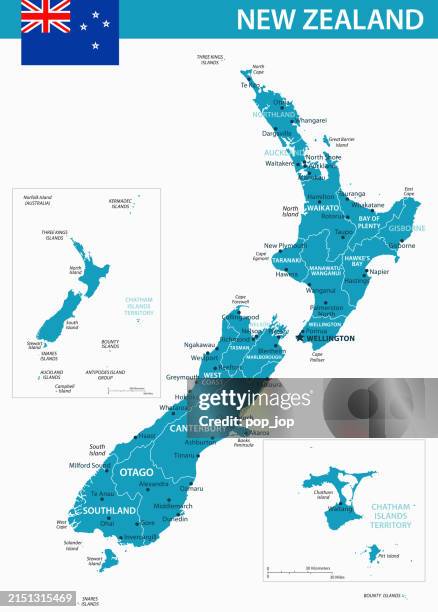 ilustrações de stock, clip art, desenhos animados e ícones de map of new zealand - vector illustration - ilha do norte da nova zelândia