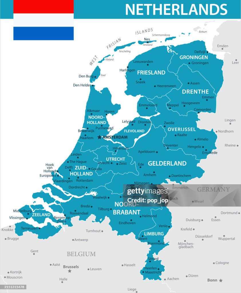 Map of Netherlands - Vector illustration