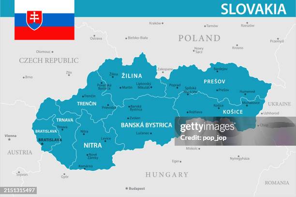 map of slovakia - vector illustration - trnava stock illustrations