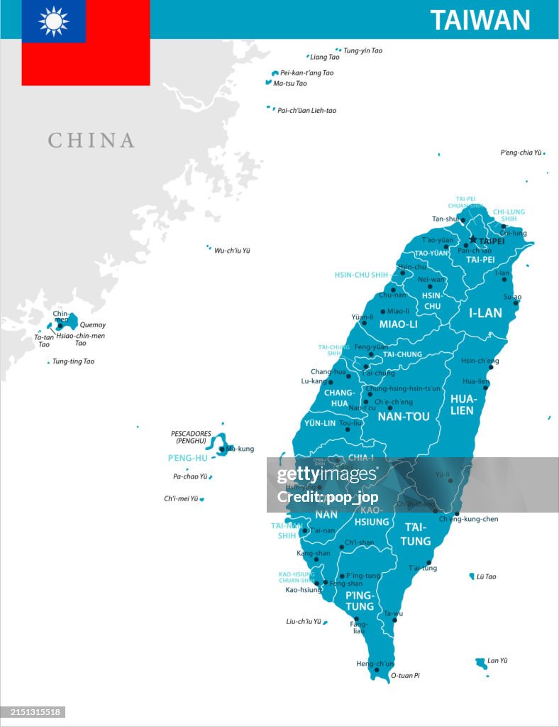 Map of Taiwan - Vector illustration
