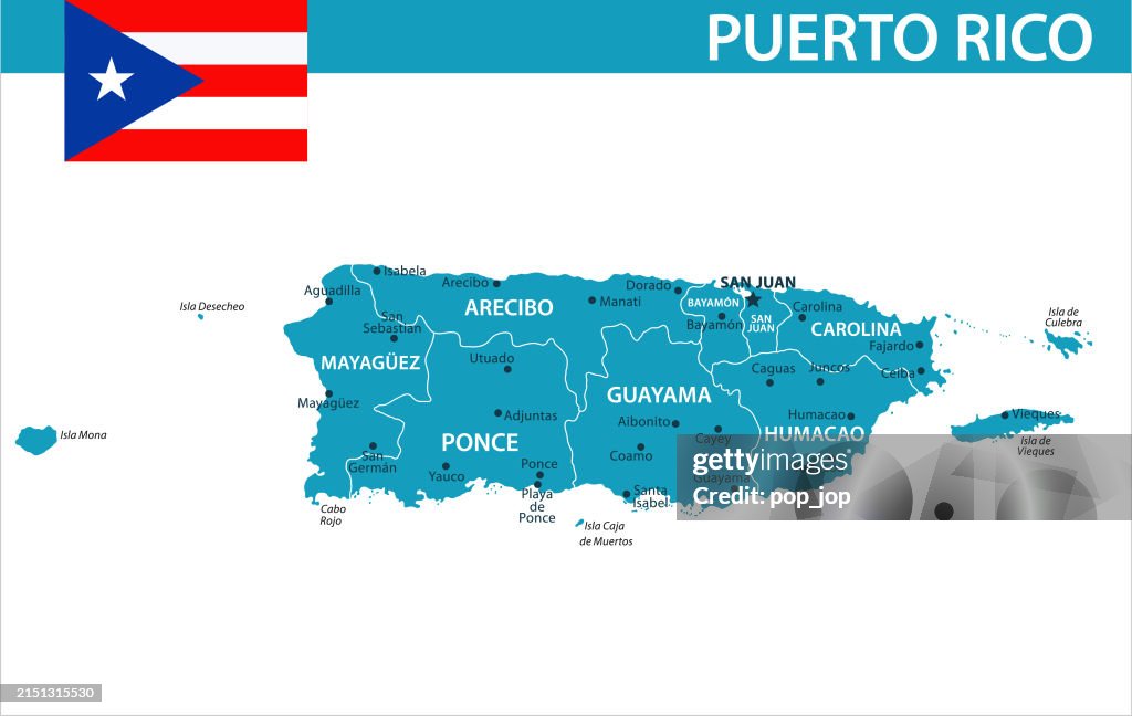 Map Of Porta Rica Map Of Puerto Rico Vector Illustration High-Res Vector Graphic - Getty ...