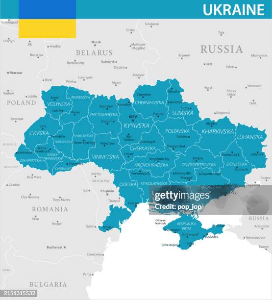 karte der ukraine - vektorillustration - ukraine stock-grafiken, -clipart, -cartoons und -symbole