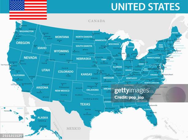 ilustraciones, imágenes clip art, dibujos animados e iconos de stock de mapa de estados unidos - ilustración vectorial - map caribean