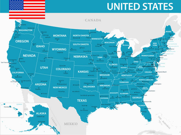 map of united states - vector illustration - usa stock illustrations