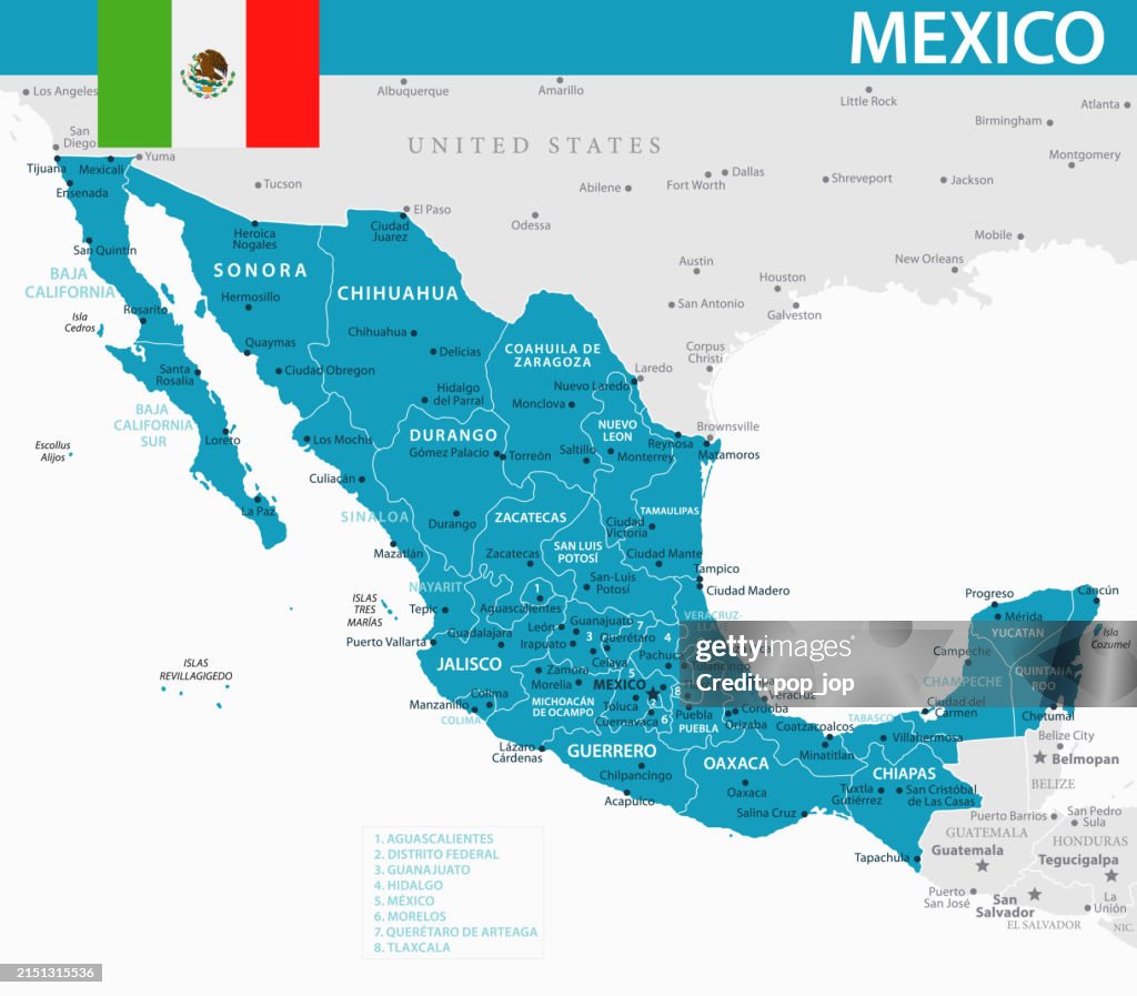 Map of Mexico - Vector illustration