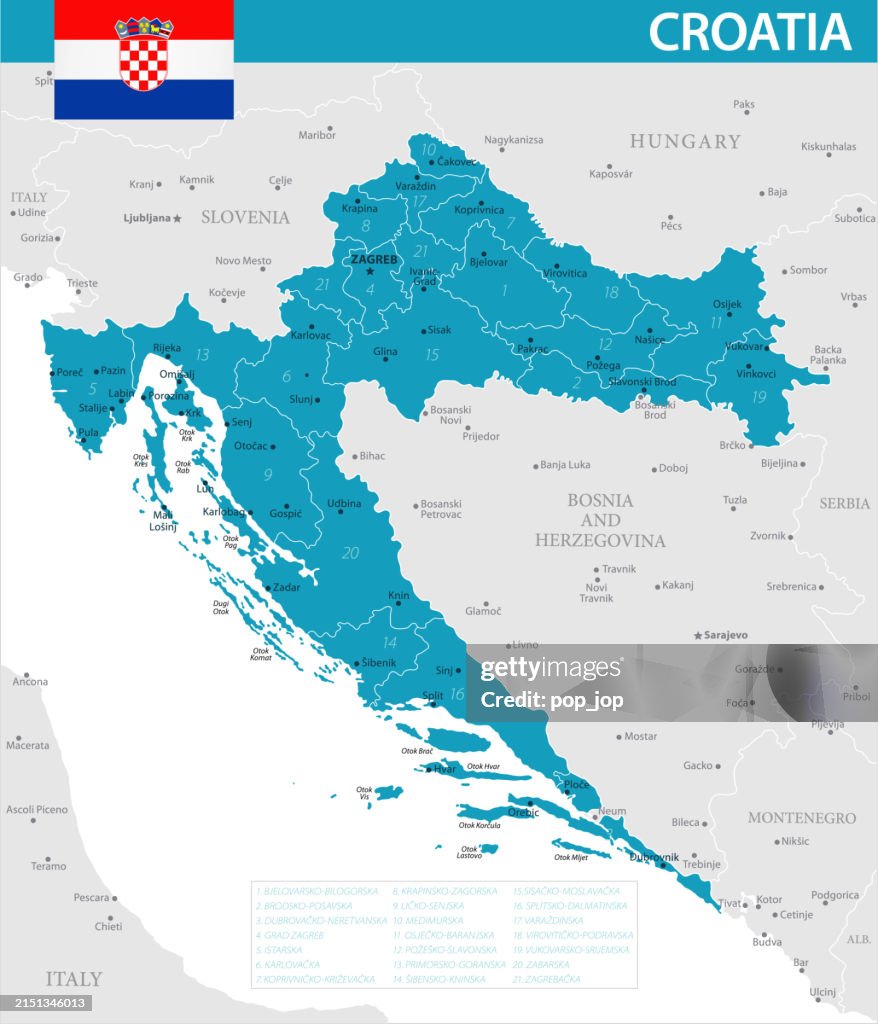 Map of Croatia - Vector illustration