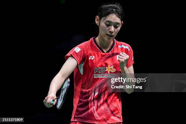 Sim Yu Joe Sim Yu Jin of Korea reacts in the Women's Singles Semi Finals match ...