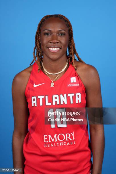 Rhyne Howard of the Atlanta Dream poses for a head shot during WNBA Media Day at Gateway Center Arena on May 6, 2024 in College Park, Georgia. NOTE...