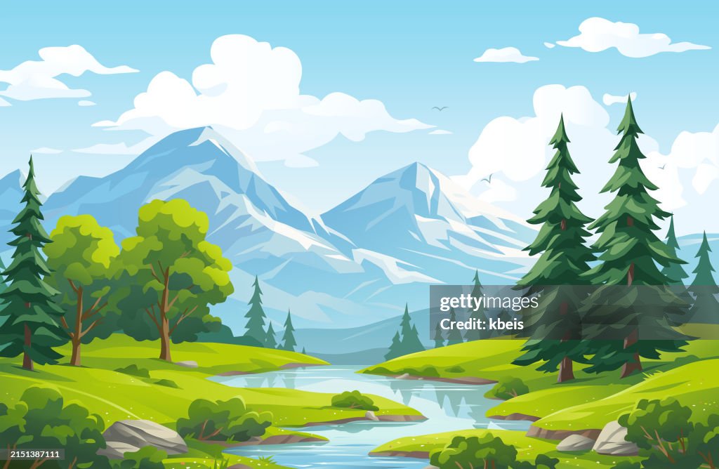 Idyllic Mountain Landscape With Stream