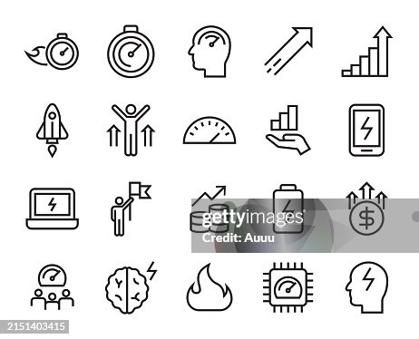 Efficiency line icon set Efficiency line icon set