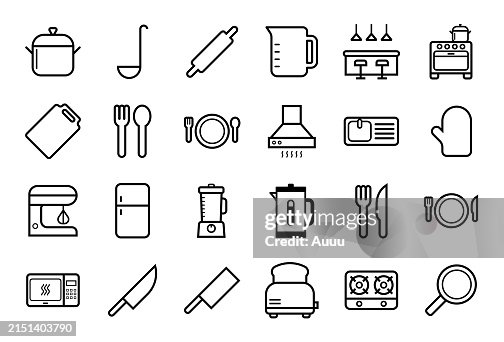 Kitchen line icon set Kitchen line icon set