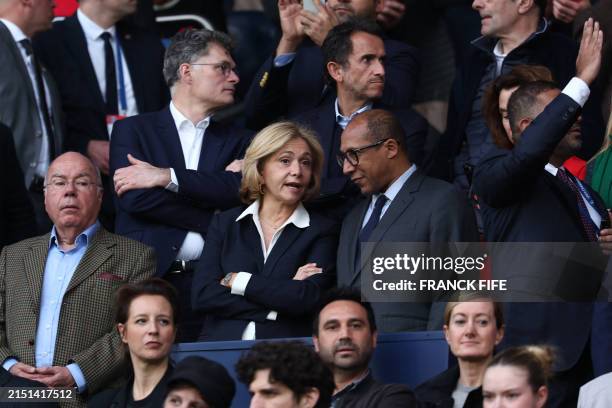 President of the regional council of Ile-de-France Valerie Pecresse and President of the French Football Federation Philippe Diallo attend the UEFA...