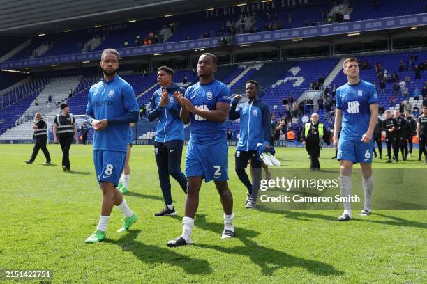 General view of the inside of the stadium as players of Birmingham City applaud the fans, after Birmingham City are relegated to League One despite...