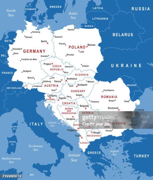 Central Europe Map Vector Colored Map Of Central Europe High-Res Vector ...