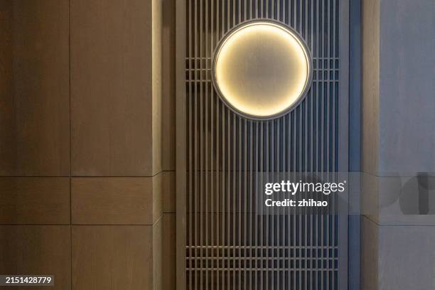 wooden wall decoration - light fitting stock pictures, royalty-free photos & images