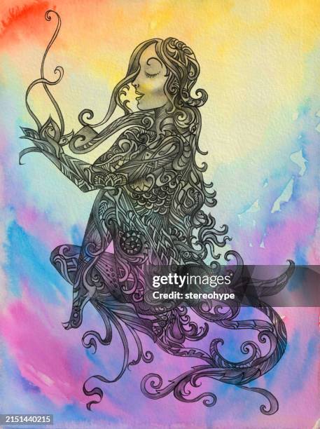 singer on the dawn - forest fire stock illustrations