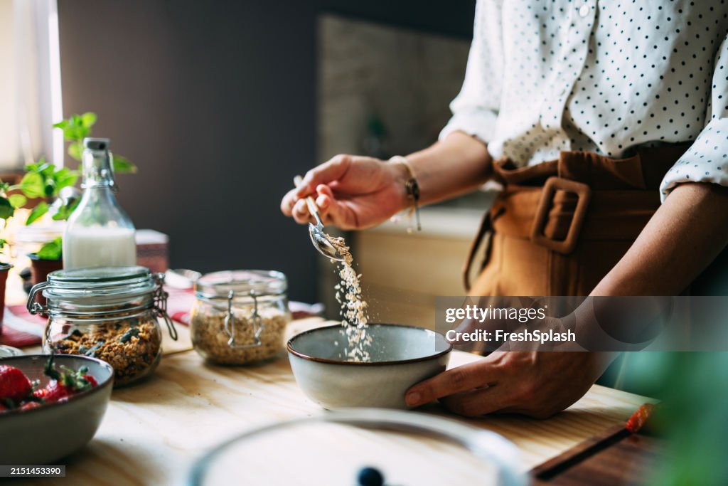 Healthy Homemade Breakfast Being Prepared by Woman