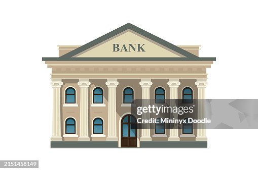 Bank Building Front View High-Res Vector Graphic - Getty Images