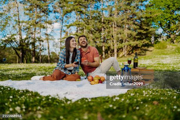 picnic time - couple picnic stock pictures, royalty-free photos & images