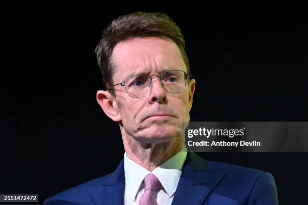 Conservative party candidate Andy Street on stage following the declaration for West Midlands Mayor on May 04, 2024 in Birmingham, England. On the...