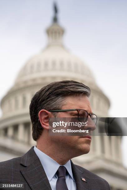 House Speaker Mike Johnson, a Republican from Louisiana, outside the US Capitol in Washington, DC, US, on Wednesday, May 8, 2024. Representative Chip...