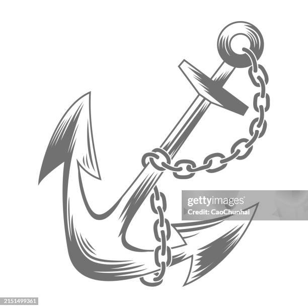 illustrazioni stock, clip art, cartoni animati e icone di tendenza di anchor and chain - ancora