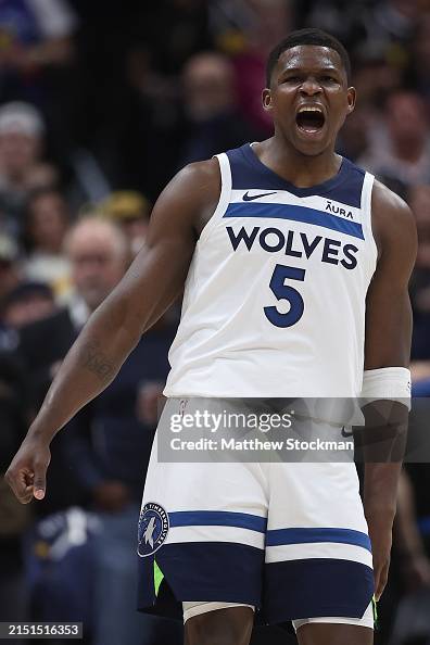 Edwards Wolves Anthony Edwards of the Minnesota Timberwolves celebrates against the ...
