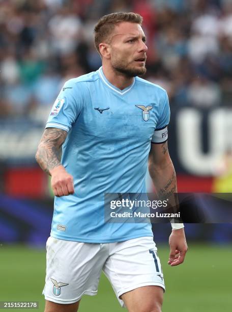 Ciro Immobile of SS Lazio looks on during the Serie A TIM match between AC Monza and SS Lazio at U-Power Stadium on May 04, 2024 in Monza, Italy.