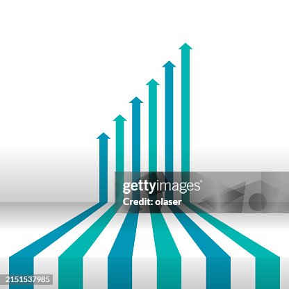 3D bar graph showing progress, on wall 3D bar graph showing progress, on wall
