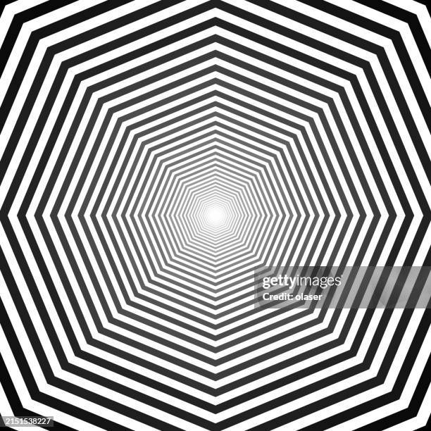 octagon tunnel into infinity. 3d vector - bright future stock illustrations