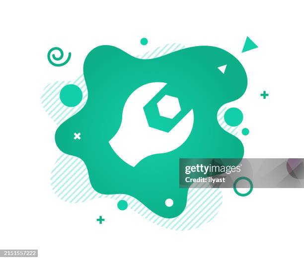 announcement design with wrench icon & abstract background - plumber tools background stock illustrations