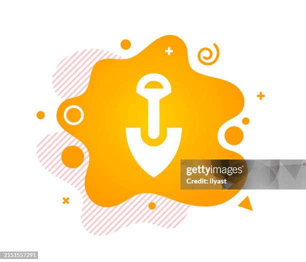 announcement design with shovel icon & abstract background - garden trowel stock illustrations