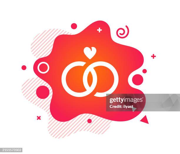 announcement design with wedding ring icon & abstract background - gold ring stock illustrations