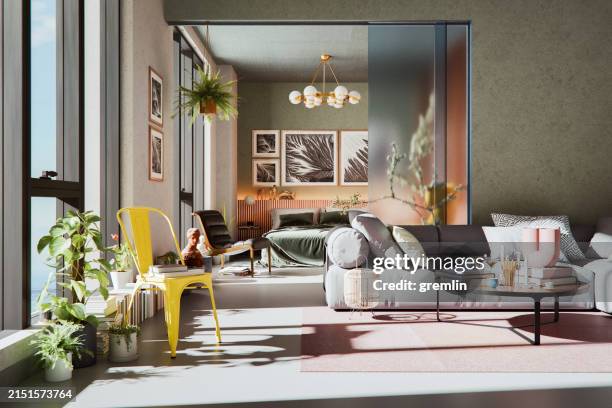 moderne freiraumwohnung - paravant stock-fotos und bilder