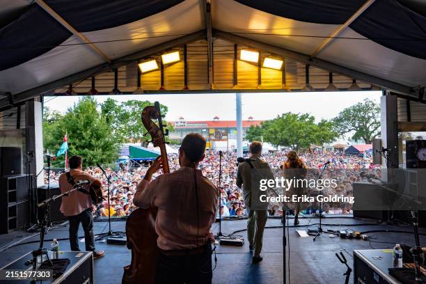 Nickel Creek performs on Day 7 of 2024 New Orleans Jazz & Heritage Festival at Fair Grounds Race Course on May 04, 2024 in New Orleans, Louisiana.