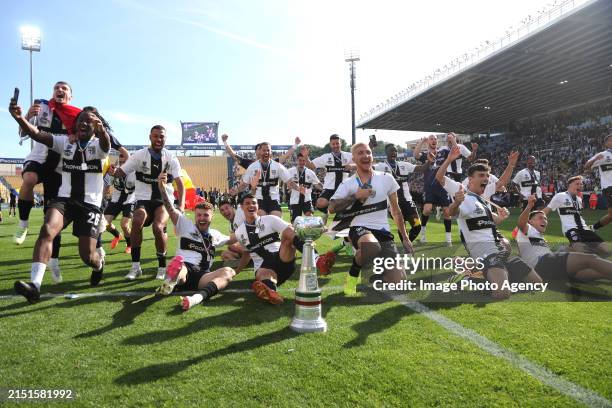 Players of Parma celebrates the conquest of Serie A at the end the Serie B match between Parma Calcio 1913 and US Cremonese at Stadio Ennio Tardini...