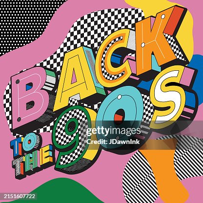 Retro Back to the 90s Y2K Design template background with abstract shapes and patterns Retro Back to the 90s Y2K Design template background with abstract shapes and patterns