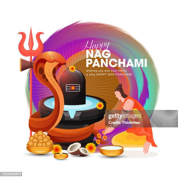 nag panchami hindu festival banner - maha shivaratri stock illustrations