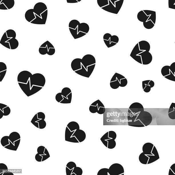 heartbeat - heart pulse. seamless pattern. icons on white background - pacemaker stock illustrations